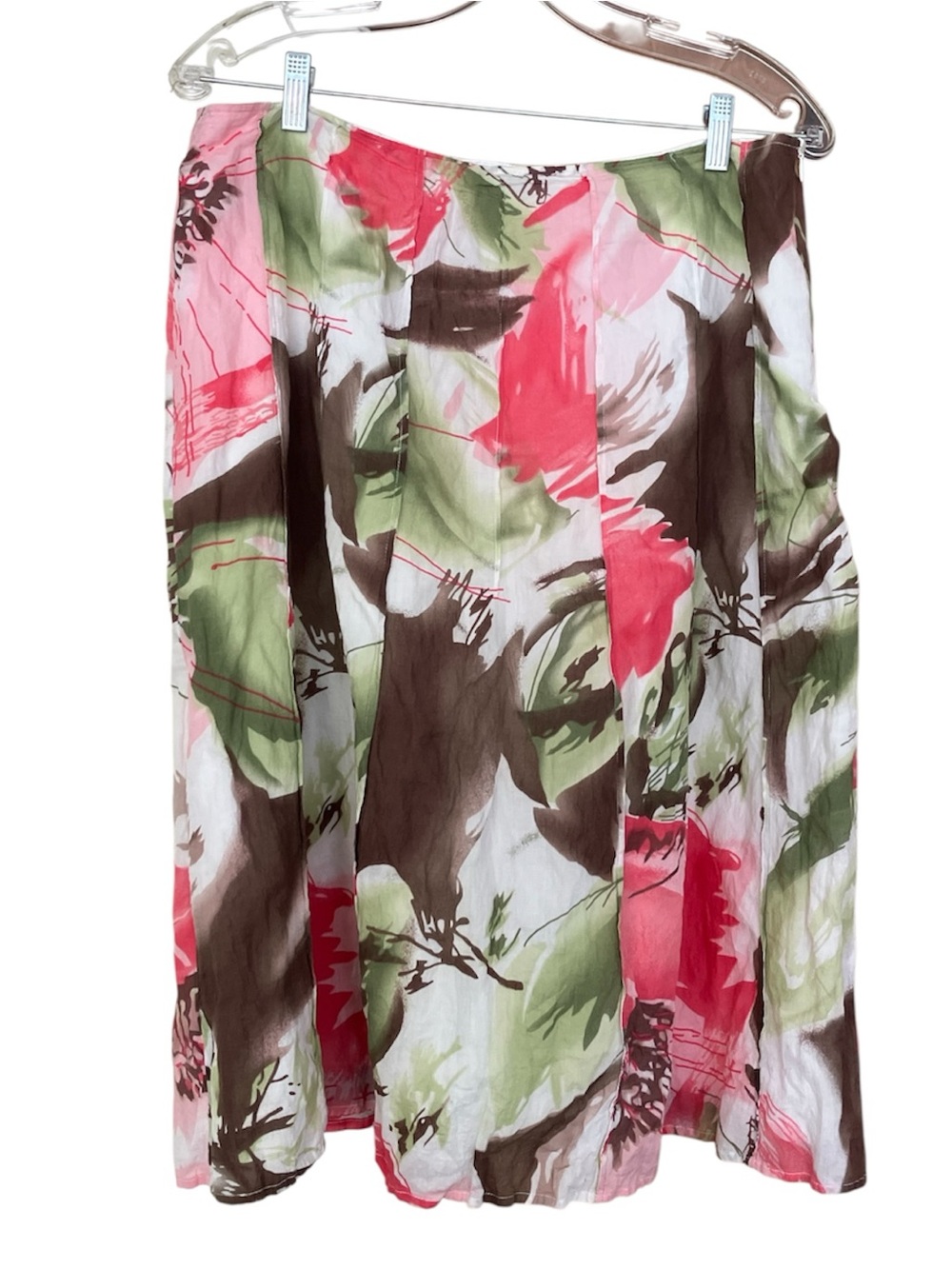 Floral A-Line Skirt in Pink, Green & Brown